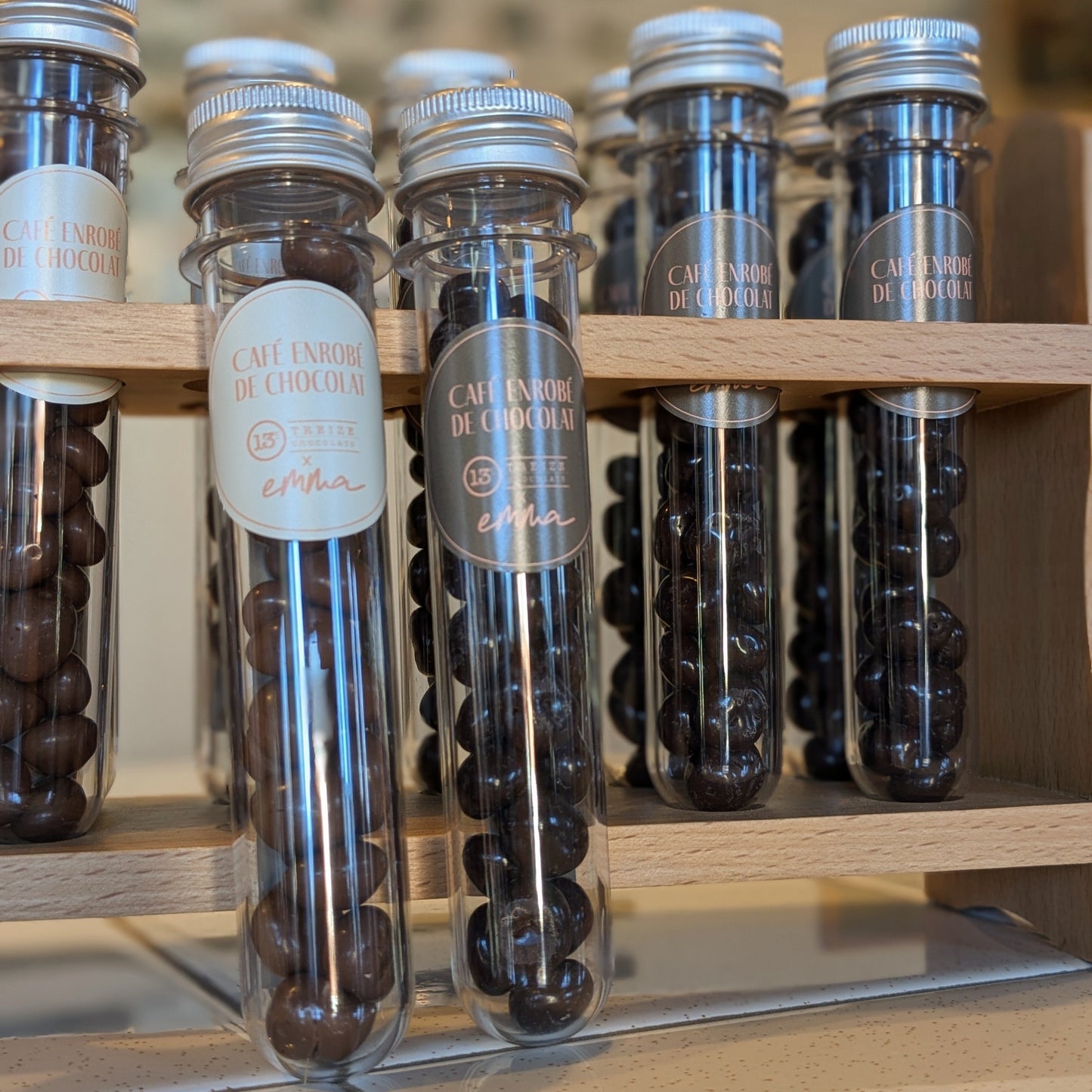 Grains de café enrobés de chocolat