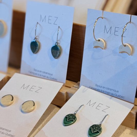 Boucles d'oreilles en céramique-Faites à la main